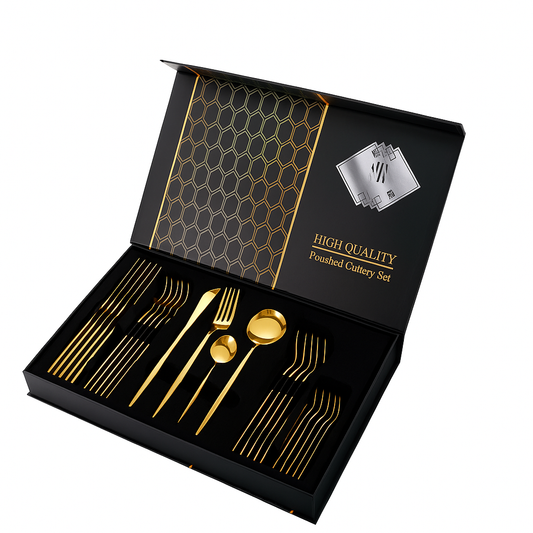 Set Cubiertos 24 Piezas Dorado Distinción