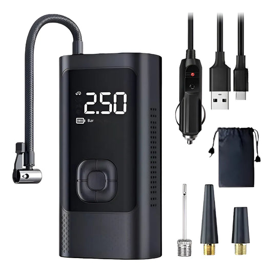 Compresor De Aire Portátil 3 en 1 Recargable 12V Negro