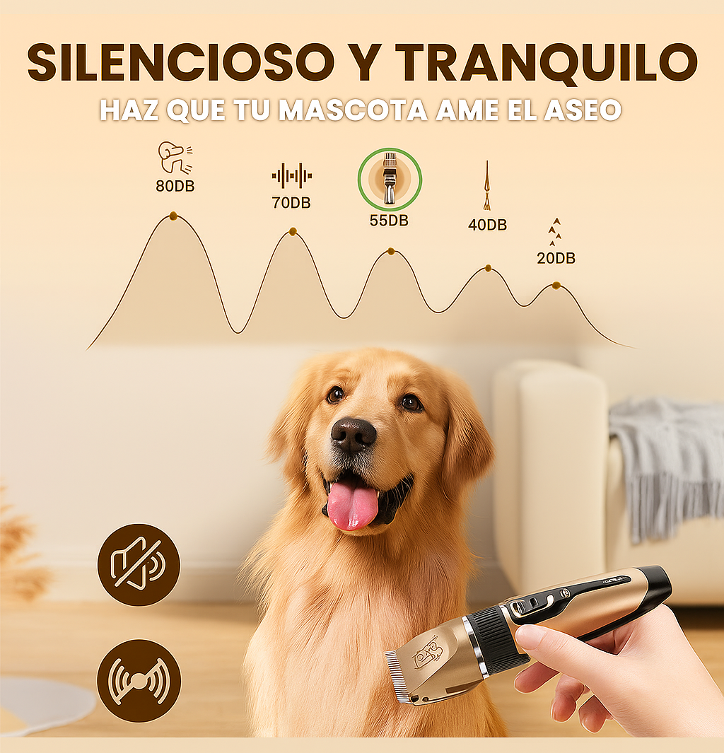 PetGroom™ Corta Pelos Silencioso, Recargable Profesional +🎁 Accesorios 🐾